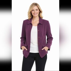 Appleseed’s Women’s Blazer Jacket 20W Purple Button Front Plus Size